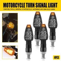 4X Motorcycle Turn Signals Yellow Light Smoke Amber For Yamaha Honda Kawasaki V