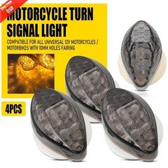 4X Universal Motorcycle LED Flush Mount Front Turn Signal Blinker Lights Amber