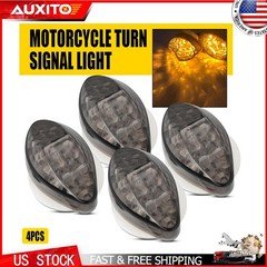 4x Universal Motorcycle LED Turn Signal Blinker Smoked Lens Amber 12V Lamps