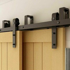 5-12FT Bypass Sliding Barn Door Hardware Steel Track for Double Wooden Doors 