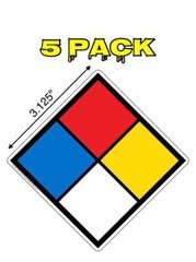 (5 Pack) 3.125" Blank NFPA 704 Diamond Decal Vinyl Sticker, OSHA Hazmat Placard