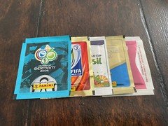 (5) Sealed Packs Panini World Cup Stickers 2006-2022 Messi WC Run Rookie-Champ