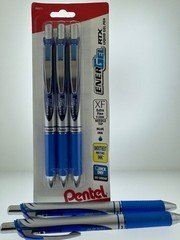 5 X PENTEL ENERGEL RTX BLUE INK 0.3mm XF EXTRA FINE  Tip Roller Gel Pen 26571