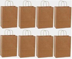 50 18x7x18 Kraft Brown Paper Handle Shopping Gift Merchandise Carry Retail Bags