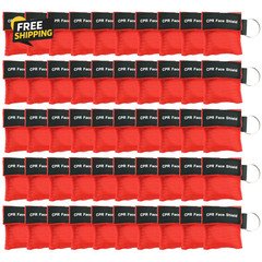 50 Packs CPR Pocket Mask,  Face Shield for Keychain, One-Way CPR Emergency