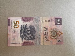 50 PESO MEXICO BANKNOTE 2023 AJOLOTE UNC. POLYMER