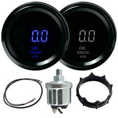 52mm Electronic Oil Pressure PSI Gauge w Sensor Harness Bracket LED 0-100 PSI
