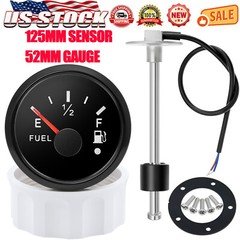 52MM Fuel Level Gauge with 125mm Fuel Level Sensor Sender Units for Boat Car US