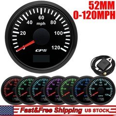 52MM GPS Speedometer 0-120MPH Gauge 7 Colors LED Black For Boat Car Waterproof