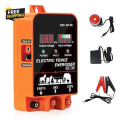 5.5J Electric Fence Charger Energizer, 5.5 Joules 10 Miles, AC DC 2 in 1 Powered