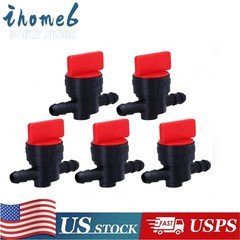 5pcs 1/4" InLine Straight Fuel Cut-Off Shut-Off Valve Petcock Riding Mower