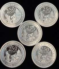 5X - 1 oz .999 Fine Silver USA 250th Anniversary Silver Round (GSM) Eagle Flag