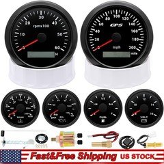 6 Gauge Set With Sensor 85mm GPS Speedometer 200MPH&Tacho 6000RPM Gauge for Boat