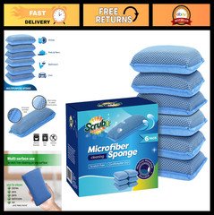 6 Pack Microfiber Kitchen Sponges - Non-Scratch Heavy Duty Dishwashing - Machine