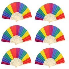 6 Pack Rainbow Folding Fans, Hand Fans Rainbow Themed-Party Decoration LGBT P...