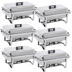 6 Pack Stainless Steel Chafer Chafing Dish Sets Catering Food Warmer  8 QT 
