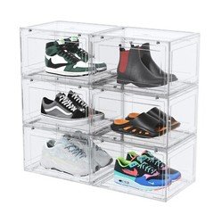 6-Packs Magnetic Drop Side Shoe Box Storage Containers Sneaker Display Cases