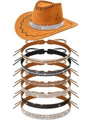6 Pcs Bling Rhinestone Hat Bands for Cowboy Hats Rhinestone Cowgils Western S...