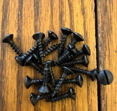 #6 X 5/8 Wood Screws Slotted Oval Head Antique Black Plated 20 Pk Free Ship