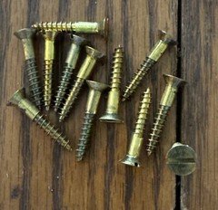 #6 X 7/8” Wood Screws Antique Slotted Flat Head Brass USA Made Free Shipping