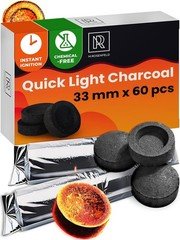60 Pack Quick Light Charcoal Tablets for Incense - 33Mm Resin Burner