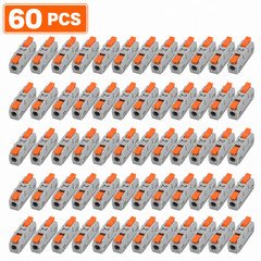 60pcs 1-in-1-Out Lever Wire Connectors Compact Electrical Splicing Kit