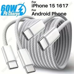 60W USB-C to USB-C Fast Charger Cable Lot Nylon Cord For iPhone 15 16 17 Samsung