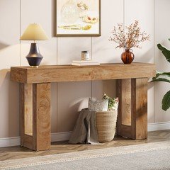 63'' Long Console Table, Farmhouse Wooden Entryway Sofa Table for Living Room