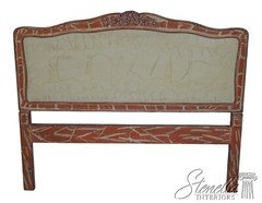 63876EC: French Louis XV Distressed Painted Queen Or Full Bed Headboard