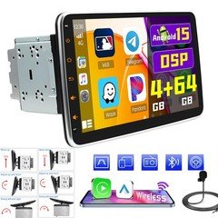 64G Android 15 Double 2DIN Rotatable 10.1'' Car Stereo Radio Carplay GPS Wifi US