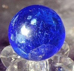 .65" BLUE CHUNKY SILVER MICA BALL - RARE HTF ANTIQUE GERMAN MARBLES- LOOK
