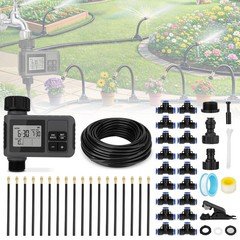 66FT Drip Irrigation System w/Timer Automatic Garden Watering for Lawn & Plant