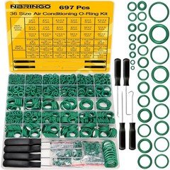 697 PCS AC O Ring Kit - Metric & SAE Green O-Rings for R12/R134a, with 4 Pick &