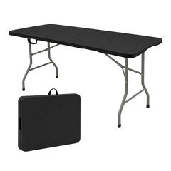 6Ft Plastic Folding Table - Ideal for Indoor/Outdoor Dining & Party Use Black