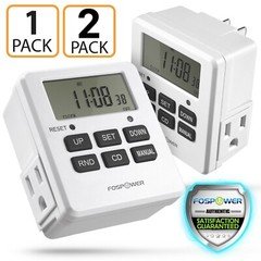 7 Day Digital LCD Electric Programmable Dual Outlet Plug In Clock Timer Switch