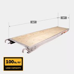 7 Ft. L X 19 In. W Aluminum Scaffold Platform W/ 5/8 In. Plywood Plank, Reinf...