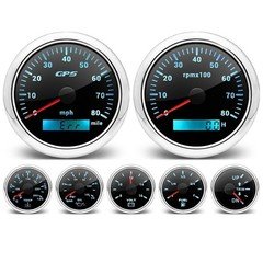 7 Gauge Set-GPS Speedometer, Tachometer, Fuel Level, Water Temperature 