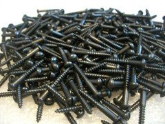 70 - VINTAGE NEW-OLD STOCK BLUED SLOTTED ROUND HEAD STEEL WOOD SCREWS, 1" x #6