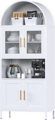 73 In Tall Metal Arched Cabinet, Kitchen Pantry Cabinet With Glass Door, Modern