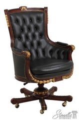 73886: FRANCESCO MOLON Black Tufted Leather Swivel Arm Chair