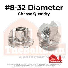 #8-32 18-8 Stainless Steel 3 Prong T Nuts Coarse Thread (Pick Quantity)