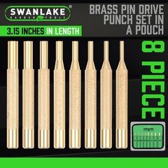8 Pieces Brass Drive Pin Punches Set Gunsmith Drift Pin Jeweler Roll Up Case