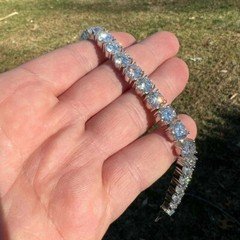 80-100 ct Round Cubic Zirconia 14k White Gold Plated 10 mm Tennis Bracelet 7-10"