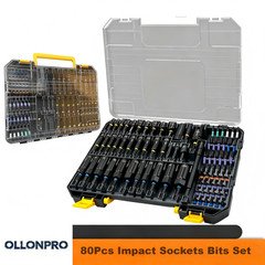 80pc Magnetic Impact Nut Driver Set Metric & SAE with Socket Adapters Bit Holder