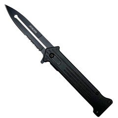 8.5"" All Black Spring Assisted Folding Knife 3CR13 Stainless Steel with Belt C