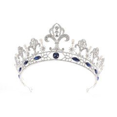8.5cm Tall Fleur De Lis Pearl Crystal Wedding Queen Princess Prom Tiara Crown