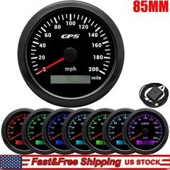 85MM Black GPS Speedometer 0-200MPH Gauge for Motorcycles Boat Car Truck ATV US