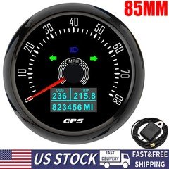 85MM Black GPS Speedometer 0-80MPH With ODO TRIP Gauge For Motorcycles Boat Car