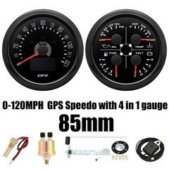 85mm Boat GPS Speedometer 0-120MPH & 4 IN 1 Multifunction Gauge Set with Senders
