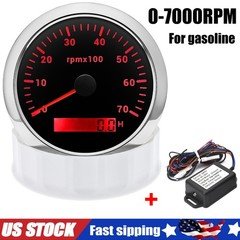 85mm Gasoline Engine Tachometer 0-7000RPM Tacho Gauge With Tacho Adapter Sensor